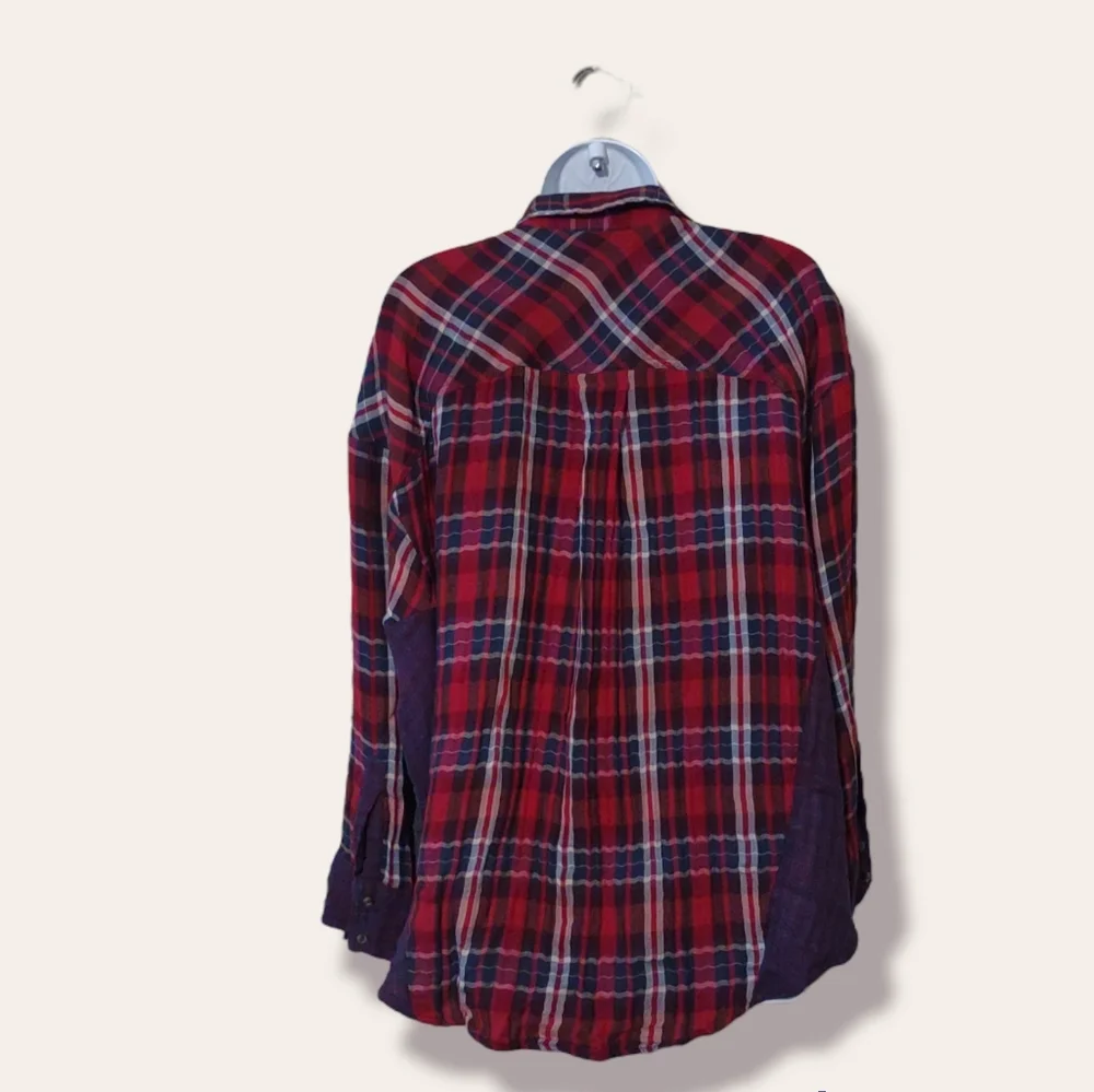 Free People One of the Guys Mixed Plaid Shirt